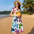 thumbnail image 4 of Easygdp Colorful Butterflies para Vestido Transpirable de Mujer, Vestido Suelto de Manga Corta con Pliegues y Bolsillos para el Verano, 4 of 6
