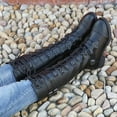 thumbnail image 3 of Stylish Women's Knee-High Boots Zipper Squared Design Lace-Up Buckle Retro Footwear for Ladies, 3 of 6