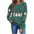 thumbnail image 5 of Molidfa Women's Black Halloween Sweatshirt Ghost Squad Graphic Crew Neck Top, 5 of 5