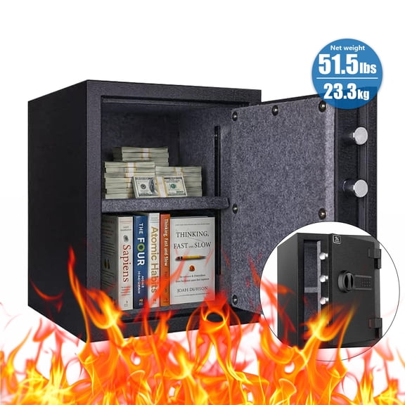 Tigerking Large Fireproof Safe, 1.24 Cu ft Steel Home Safe Box with Digital Lock for Home and Office