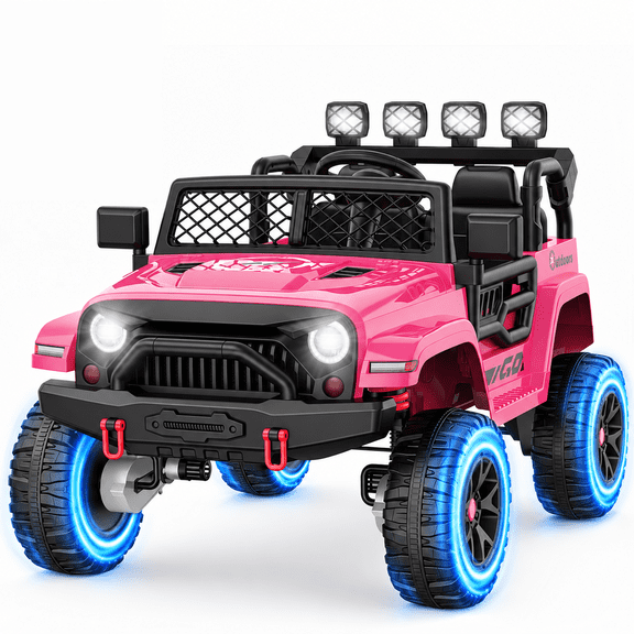 Wisairt 24V Ride on Cars, 4WD 800W Ride on Toys for Big Kids, Power Car Wheel with Remote, Kids Electric Car with 2 Seater, Music, LED Lights, Seat Belt, 3-8 Years Old, Pink