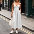 thumbnail image 2 of Plus Size Womens Summer Dresses Casual Fashion Solid Color Loose Sleeveless V-neck Double Pocket Dress S-2XL, 2 of 9