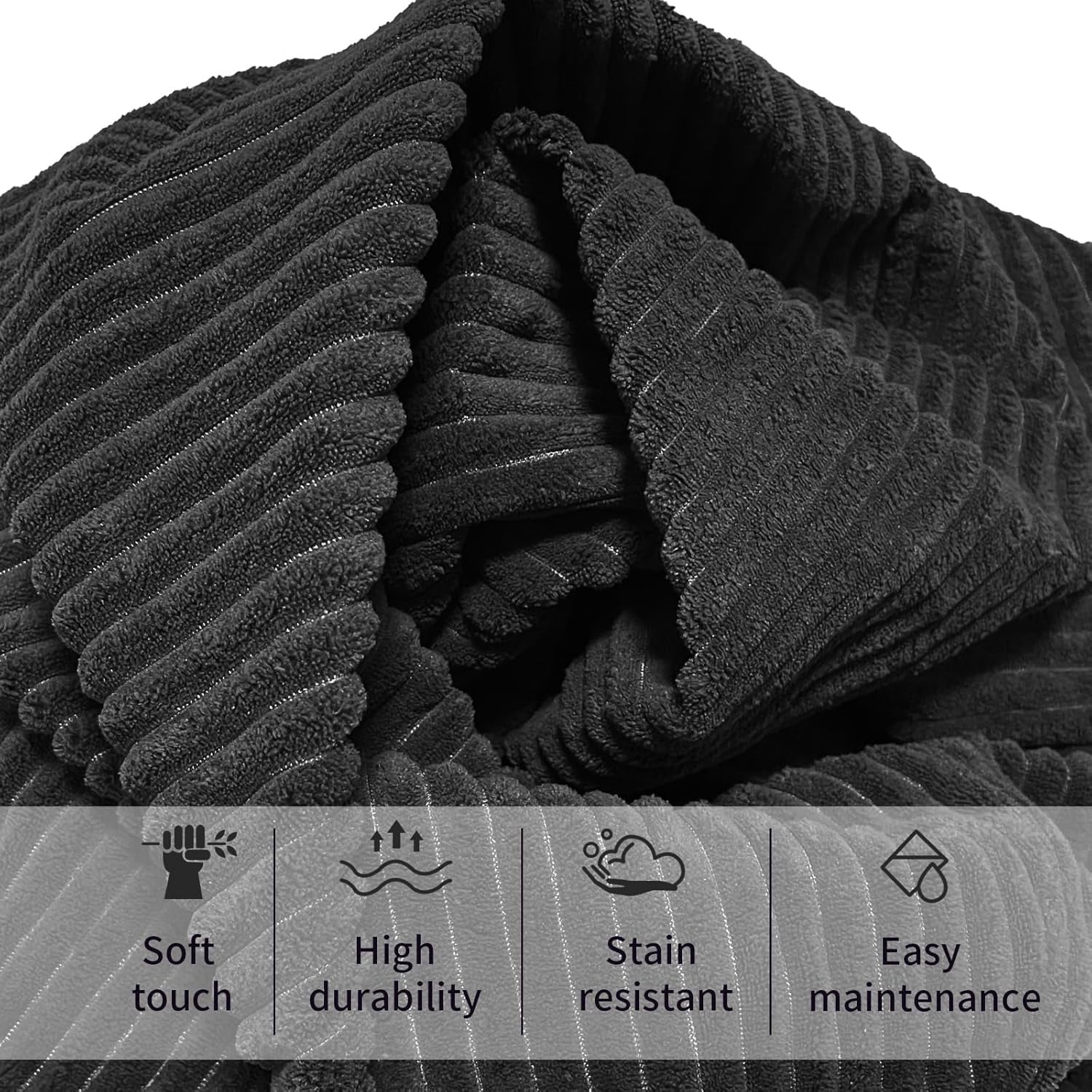 Bean Bag Chairs for Adults, 3FT Bean Bag Chairs with Plush Microfiber Removable Cover, Giant Bean Bag Chairs with Memory Foam Big Sofa Bean Bag Chairs for Reading, Gaming Cozy Chair, Black