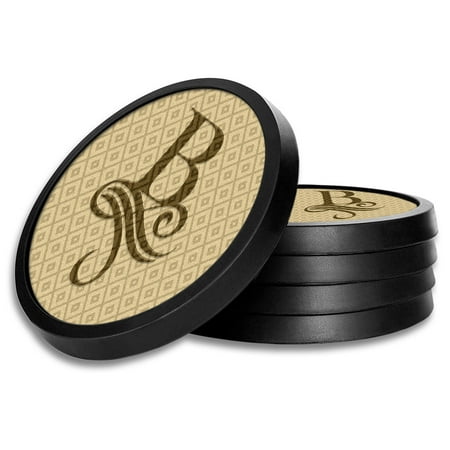 

Silicone Non-Slip Drink Coasters with Removable Printed Absorbent Felt Pad - Set of 4 - Letter B Monogram