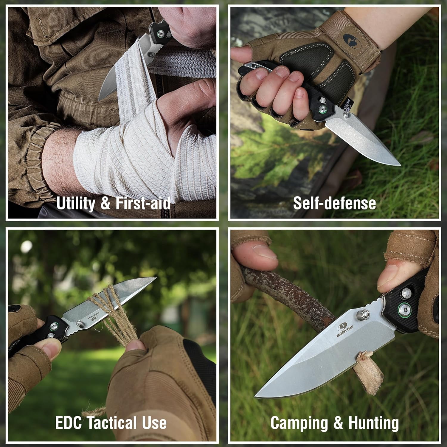 Folding Pocket Knife, 4" Stonewash Stainless Steel Blade EDC G10 Handle with Axis Lock & Clip, Small Tactical Survival Knife for Hiking, Hunting, Outdoor Gifts Men Women