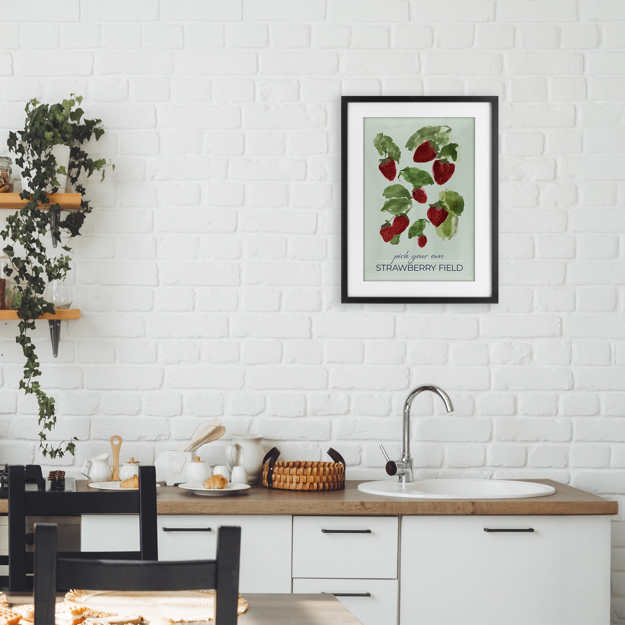 Stupell Industries Strawberry Field Pick Your Own Black Framed Print Under Glass, design by Lucille Price