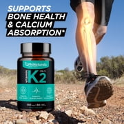 Vitamin K2 Mk7 100 mcg Vegan 60 Capsules by PhiNaturals - Bone Health Heart Cardiovascular Arteries - Vit k-2 MK-7 100mcg Supplement from Natto