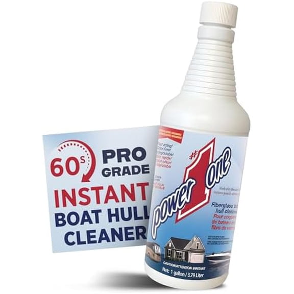 Power #1 One Boat Hull Cleaner for Fiberglass & Gel Coat - Removes Waterline Stains, Rust & Marine Mineral Buildup - Professional Marine-Grade Formula - Made in the USA