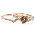 thumbnail image 3 of LaRaso & Co 1 Carat Chocolate Heart CZ Wedding Ring Set 14K Rose Gold Over Sterling Silver Size 6, 3 of 5