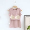 thumbnail image 5 of Aobny Build-in-Bra Sleep Shirts for Women Cotton Tops Only Pajama Shirts Sleeveless Crew Neck Sexy Sleepwear for Women,Pink,XL, 5 of 9