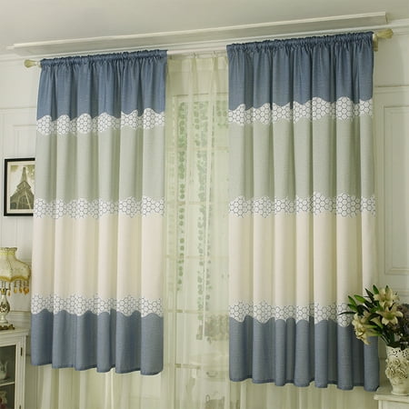 Hanging Curtains High And Wide Wide Strip Semi Shading Window Curtain for Bedroom Living Room Rod Style blue 1*2 meters high ()