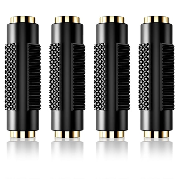 4 Pack 3.5 mm Female to Female Adapter, 3.5mm Stereo Jack to 3.5mm Stereo Jack Adapter Connector Aux Adapters Gold Plated Stereos Coupler for Stereos Cable, Speakers and Headphones