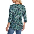 thumbnail image 5 of UVN Women Tunic Tops Summer 3/4 Length Sleeve Blouses Casual Crewneck Shirt Pleated Loose Tops, 5 of 9