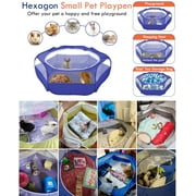 Pawaboo Small Animals Playpen, Waterproof Small Pet Cage Tent with Zippered Cover, Portable Outdoor Yard Fence with 3 Metal Rod for Kitten/Puppy/Guinea Pig/Rabbits/Hamster/Chinchillas, Indigo