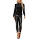 thumbnail image 2 of Blusa de Cuello Volante para Mujer Inspire Chic con Mangas Largas Abullonadas y Puntos Metálicos de Terciopelo XL Negra, 2 of 6