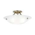 thumbnail image 1 of Livex Lighting 4273-01 Oasis 3-Light Ceiling Mount, Antique Brass, 1 of 4