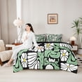 thumbnail image 5 of Homewish White Green Boho 7pcs Queen Bedding,Vintage Daisy Flowers Bedding Comforter Set Queen,Black Reversible, 5 of 8