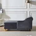 thumbnail image 3 of Miniyam Storage Chaise Lounge, Velvet Upholstered Sofa Recliner Lounge Chair with Pillow for Living Room Bedroom, Gray, 3 of 8
