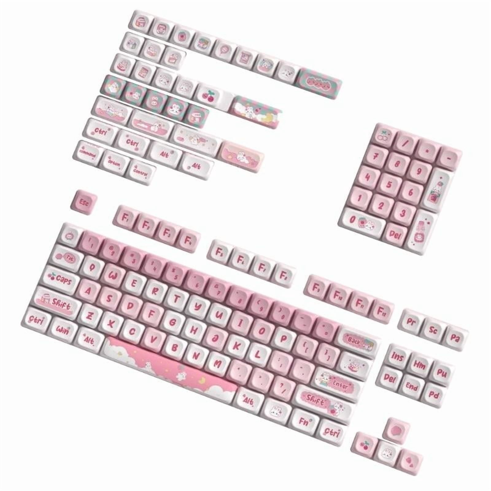 138 Keys MOT Profile Snack Bunny PBT Keycaps Heat Sublimated for 61/84/87/104 Gaming Mechanical Keyboard Switches
