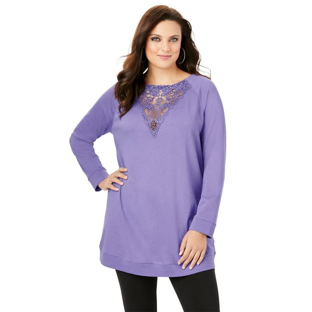 Roaman's Women's Plus Size Sweatshirt 30/32, Lavender Purple Walmart.com