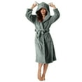 thumbnail image 3 of TrdSipl Women Long Hooded Fleece Robe Soft Warm Down Towel Robes for Women Cute Womens Bathrobe with Bunny Ear, 3 of 7