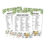 Inkdotpot 50What'sIn Your PurseBaby Shower GameCards Safari Jungle Animals Activity CardsPartyIdea Baby Shower Party Supply