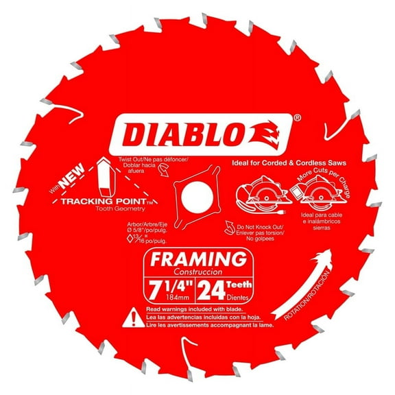 Freud D0724X3 Diablo Saw Blade, Framing, 7-1/4-In. x 24T, 3-Pk. - Quantity 1