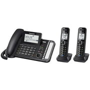 Panasonic Link2Cell Expandable Corded Phone with 2 Handset, Black