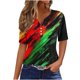 thumbnail image 1 of Blusas de Verano de las Mujeres Casual Gradiente Manga Corta V-Cuello Superior, Ligera Imitación de Tela de Estante para la Primavera Y el Verano Diario Y de Fiesta, 1 of 5