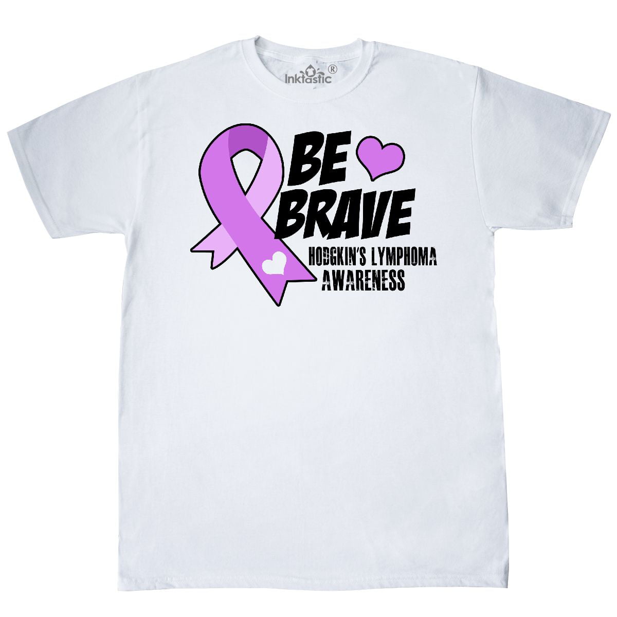 Inktastic Be Brave Hodgkins Lymphoma Awareness T-Shirt Cancer Ribbon Violet Mens