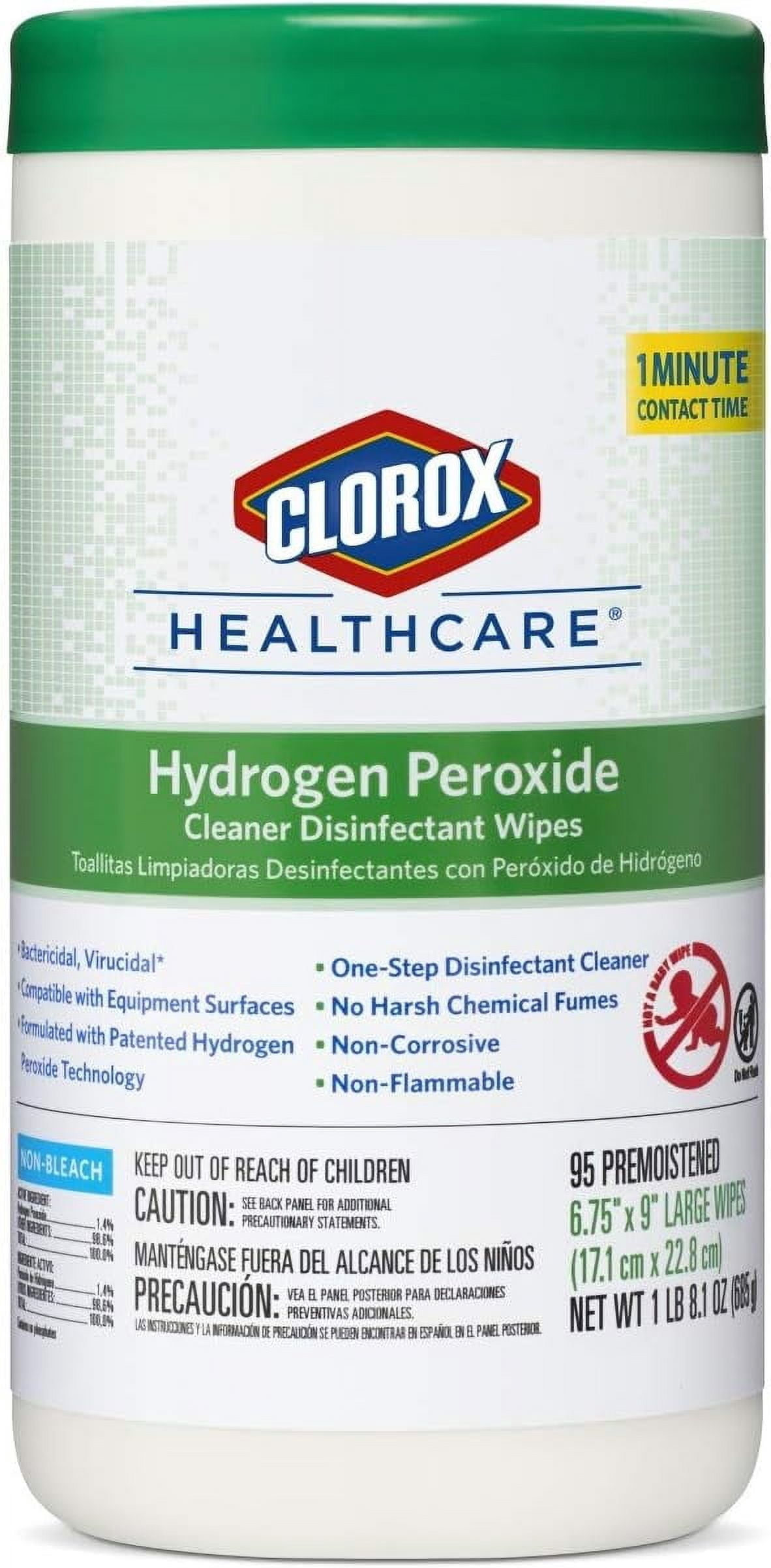 Clorox Healthcare Hydrogen Peroxide Wipes, 95 Count (Package May Vary)