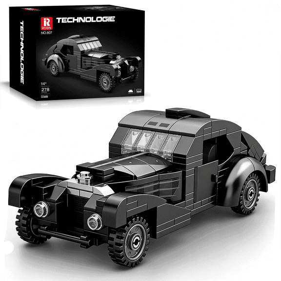 Reobrix Atlantic Building Blocks Set, Classic Vintage Speed Retro Sports Car Model Kit, Lego-Compatible Collectible Gift for Kids & Adults 8 