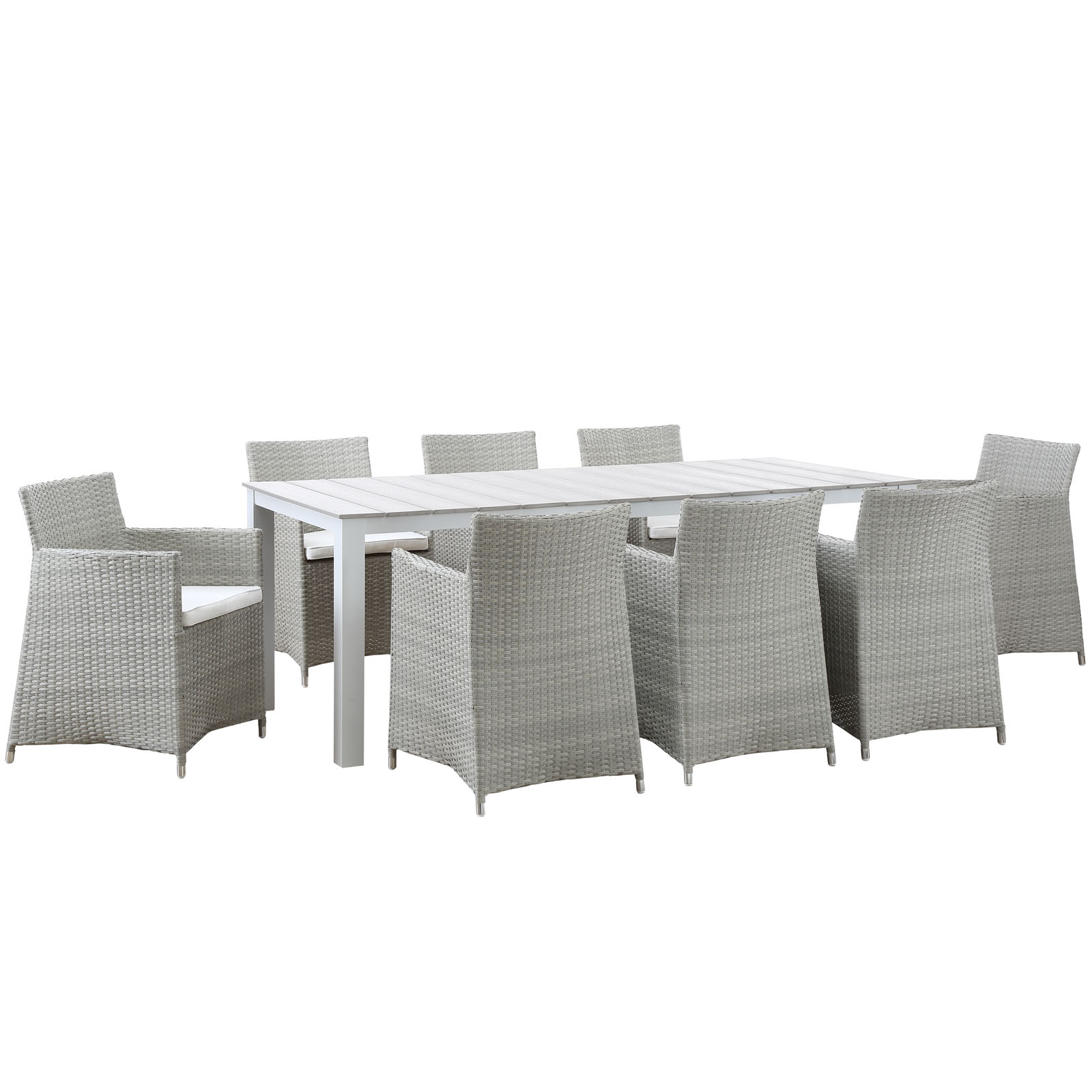 Modway Junction 9 Piece Outdoor Patio Dining Set in Gray White - image 2 of 7