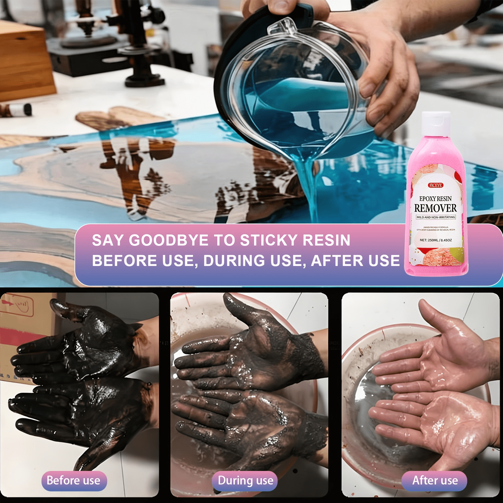 78oz Crystal Clear Epoxy Resin AB Glue Kit With Free 250ml Resin Cleaner, High Gloss Anti-Yellowing Self-Leveling For DIY Craft Jewelry Table Top Casting & Coating