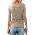 thumbnail image 2 of T-shirt Henley à Manches Courtes/longues pour Femmes, Décontracté, Basique, 2 of 2