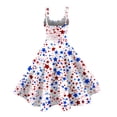 thumbnail image 4 of HAJWOH Women Independence Day Dresses 50s 60s Vintage Sleeveless Star and Stripe Print Cocktail Swing Dress Retro Patchwork Midi Evening Dress Blue M, 4 of 4