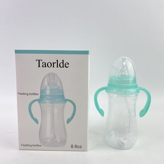 Taorlde Feeding bottles,Bottle with Natural Response Nipple, Wide Neck Bottles with Handle, Clear (8.8oz)