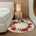 thumbnail image 2 of Floral Wreath Round Area&nbsp;Rug 5ft Blossoming Rose Non-Slip&nbsp;Washable Circle Rugs Soft Felt Indoor Floor Mat for Bedroom Kitchen Living Room Bathroom, 2 of 9