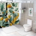 thumbnail image 7 of Chilfamy  Eucalyptus Leaves Shower Curtain, Blossomy Leaf Pattern Abstract Geometric Details Marble Print, Cloth Fabric Bathroom Decor Set with Hooks,Green Black Mustard 60x72, 7 of 7
