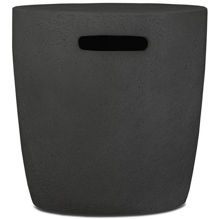 Riverside Tank Cover Shale - Real Flame: Fiber-Reinforced Concrete, Weather-Resistant, Doubles as End Table