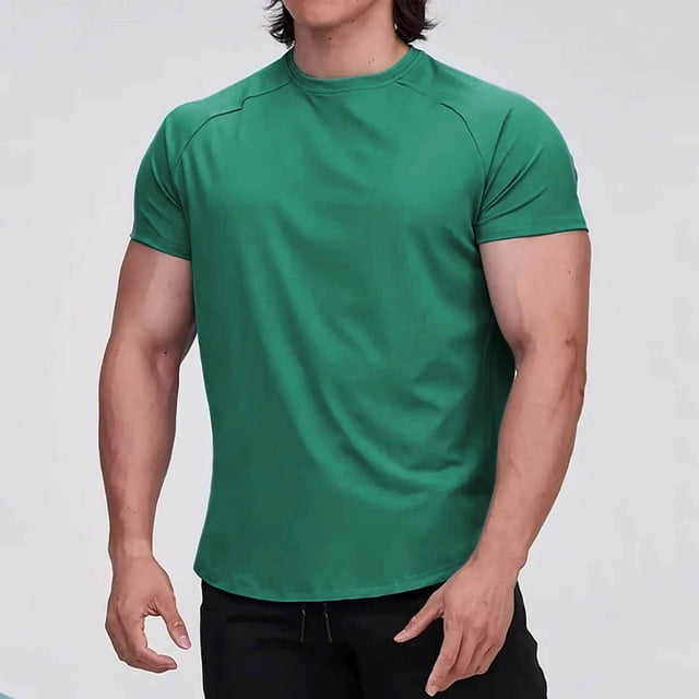 pstuiky camiseta de hombre, Camiseta deportiva informal de color liso para hombre, para correr, con mangas raglán, manga corta y cuello redondo camisas casuales para hombre s