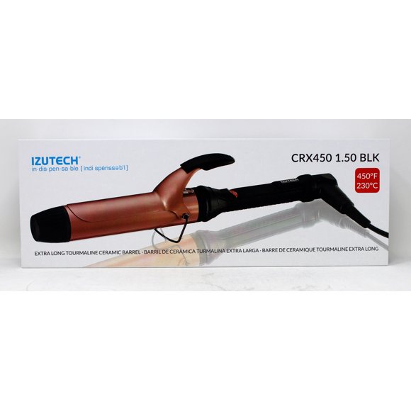 Izutech Professional Premium Extra Long Tourmaline Ceramic Barrel Curling Iron 1.5'' Rose Gold Black