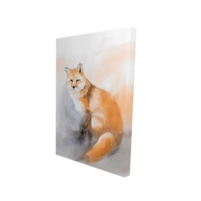 Renard Aquarelle - Toile 24"x36 Pouces - Impression à la Demande