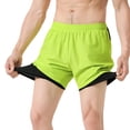 thumbnail image 3 of Men's 4 Inch 2-in-1 Running Shorts, Quick Dry Anti-Chafe Athletic Shorts with Compression Liner and Phone Pocket Yellow, 3 of 9