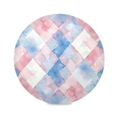 

Round Plate Mat 15.4x15.4 Inchesx4 Placemat Table Mat Kitchen Mat Coffee Mat Fabric Thick Strong Wear-Resistant Heat Resistance Pink Blue Square