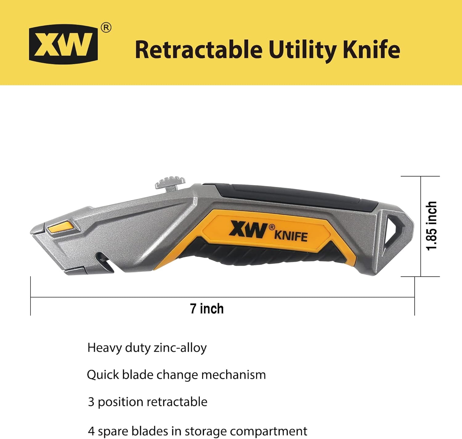 Utility Knife Set, Heavy Duty Zinc Alloy Retractable Box Cutter and Folding Utility Knife with Blade Storage Design, Total 18 PCS Blades Included, 2-Pack