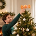 thumbnail image 4 of Christmas Tree Topper, Candy Ice Cream Shaped, 1 Piece, Yellow Icing Decorative with Ribbon, for Indoor Christmas Holiday Party Decor, Cute Xmas Holiday Home Ornament Gift, 4 of 5