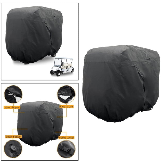 pitrice Golf Cart Cover Waterproof Zipper Buggy Sun Protector Rain Cover Black