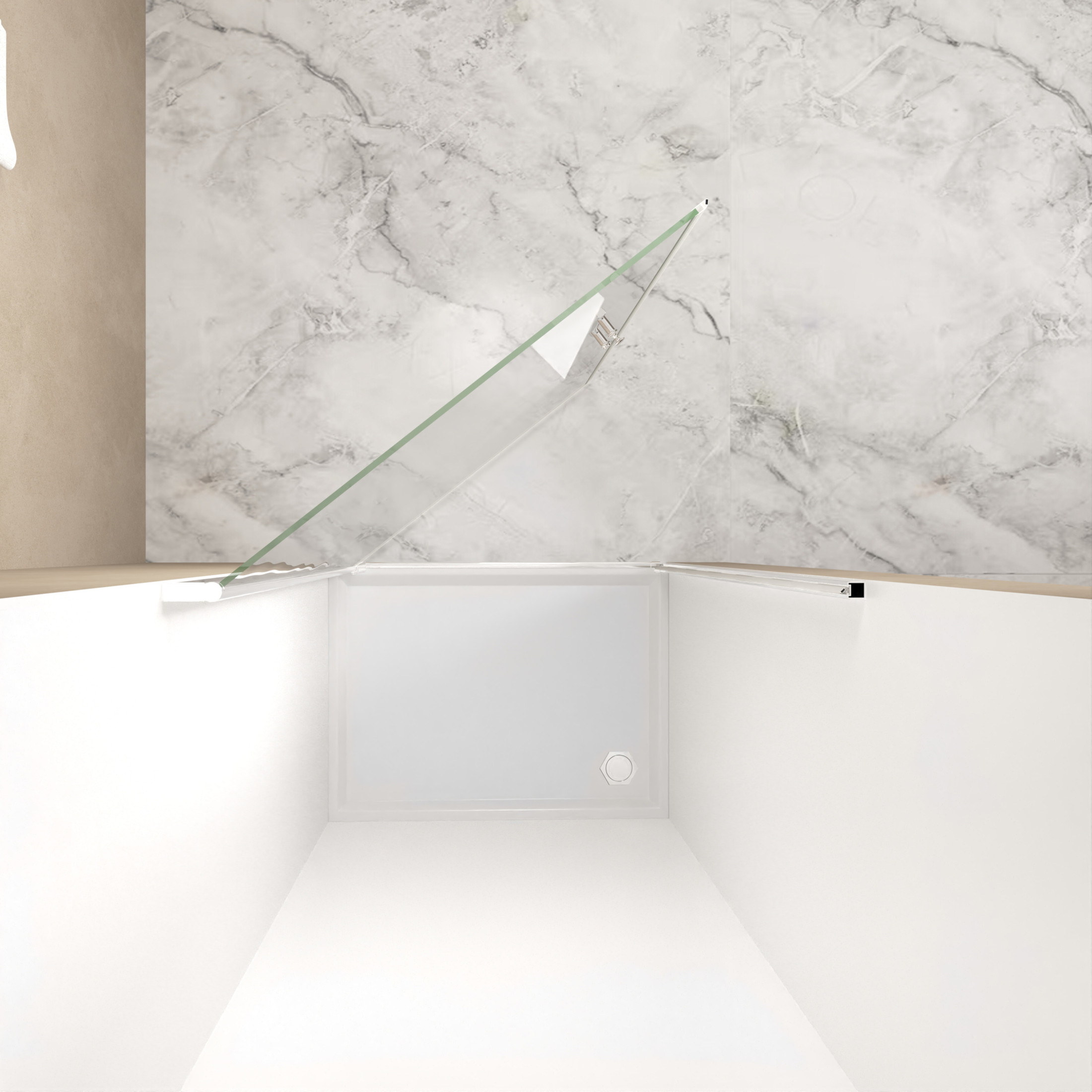 Noble House 28"x72" Pivot Shower Door, Aluminum Frame with Tempered Glass, Stainless Steel Handle, Chrome