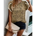 thumbnail image 4 of PRETTYGARDEN Women's Shirts Summer Casual Crewneck Lace Crochet Short Sleeve Blouses Cute Floral Print Loose Tunic Tops, 4 of 6